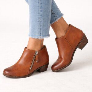 Vionic Women’s Jolene Zip Ankle Boots Brown Leather, 6